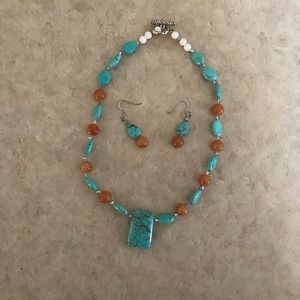 Turquoise necklace and earring set